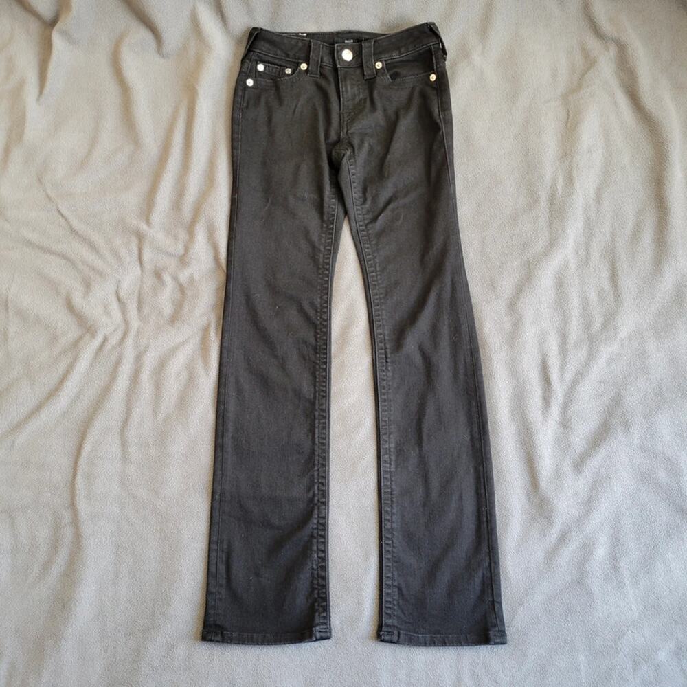True Religion Billie Jeans Womens 25 Mid Rise Black Straight Leg Jeans